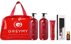 Greymy Набор Color для окрашенных волос Grand Set+Red Bag: Шампунь, Кондиционер 2x1000 мл,  Маска 150 мл, Масло арганы 10 мл, Щетка, Красная сумка 