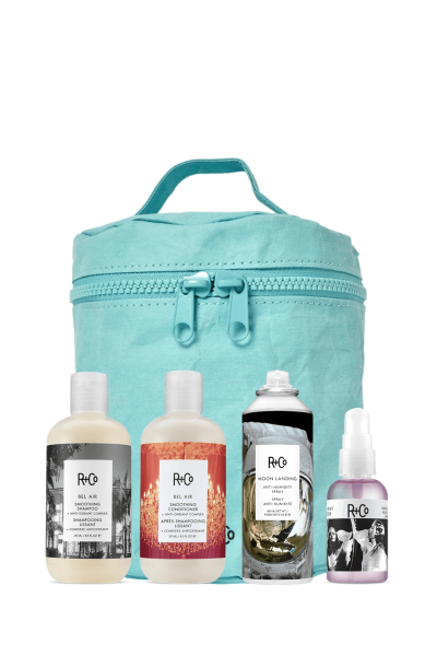 Kit R+Co To Shine & Gloe Набор «Зазеркалье» для разглаживания и сияния волос: шампунь 251 мл и кондиционер 251 мл, масло 60 мл и тревел-спрей 61 мл