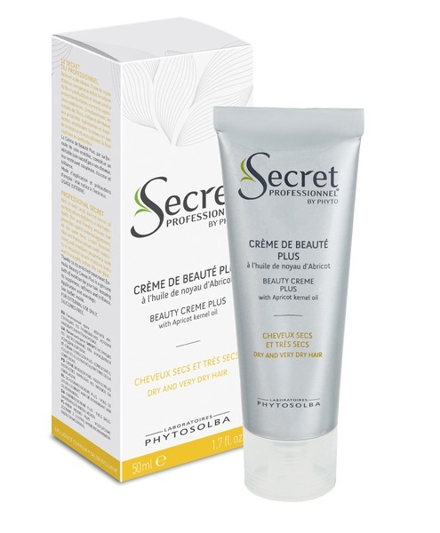Secret Professionel Creme de Beaute Plus Маска красоты Плюс Несмываемый питательный крем для очень сухих/поврежденных волос с маслом Абрикосовых косточек  50 мл
