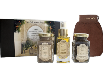 La Sultane de Saba Набор «Церемония хаммама» кофр или косметичка: Черное мыло с Эвкалиптом 100 мл/Масло для тела Апельсиновые цветы 50 мл/ Глина Рассул 100 мл/ Рукавичка Кесса для тела Hammam Care Set 