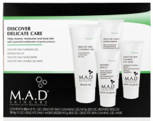 M.A.D Skincare Delicate Discovery Kit Дорожный набор для чувствительной кожи: Очищающий гель (60 мл) +Крем дневной (28,4) +Гель от раздражений(14,7 мл) +Гель-маска успокаивающая(14,7 мл)