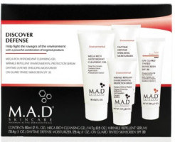 M.A.D Skincare Environmental Discovery Kit Дорожный набор для восстановления и защиты кожи: Очищающий гель, обогащенный 60 мл+Сыворотка от морщин 14,7 мл+Питательный крем-защита для лица 28,4 мл+Тонирующий солнцезащитный крем SPF 30 (28,4 мл)