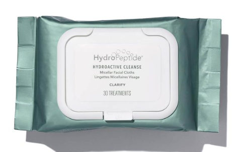 Hydropeptide HydroActive Cleanse Micellar Facial Towelettes Мицеллярные очищающие салфетки с "умной" водой и пептидами для демакияжа и восстановления эпидермального барьера 30 шт