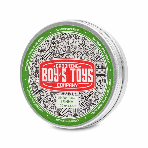 Глина для укладки волос сильной фиксации с низким уровнем блеска Boy's Toys Инвизибл, 100 мл
