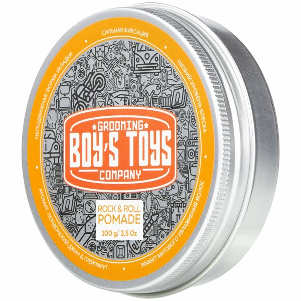 Помада для волос сильной фиксации и сред. уровнем блеска Boy's Toys Rock & Roll Pomade, 100 г