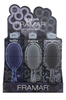Framar Detangle Brush Display Распутывающие щетки для волос «Oh My Goth» «О, мой гот!» 9 шт