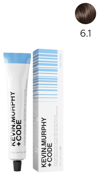 Kevin.M+Code 6.1 6A Dark.Blonde.Ash Краска для волос 100 мл Smart Permanent Colour With KM.Lamellar Technology 