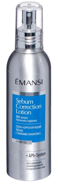 Emansi+Alph System Sebum Корректирующий лосьон с танинами Hamamelis virginiana для нормальной, комбинированной и жирной кожи лица 150 мл