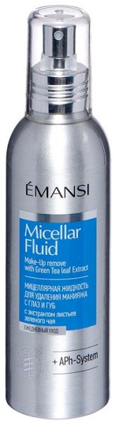 Emansi+Alph System Мицеллярная жидкость с экстрактом листьев зеленого чая для удаления макияжа c глаз и губ с противовоспалительным действием 150 мл