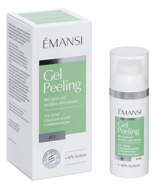 Emansi+Alph System Гель-пилинг с гликолевой кислотой и салицилатом из ивы рН 3,5 50 мл для лица