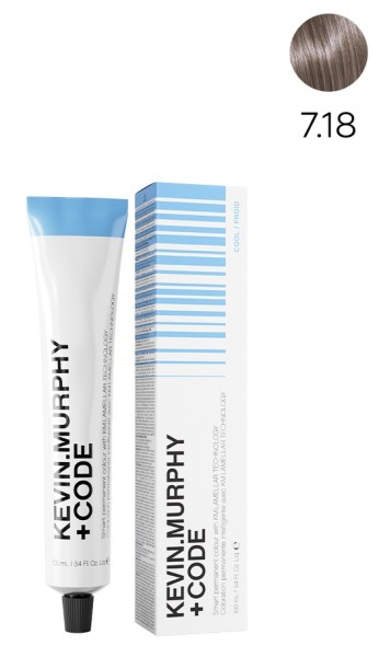 K.M+Code 7.18 7AV Medium.Blonde.Ash.Violet Краска для волос 100 мл Smart Permanent Colour Lamellar Technology