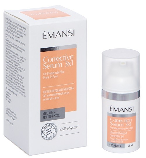 Emansi+Alph System Корректирующая сыворотка 3 х 1 для кожи с акне 30 мл 