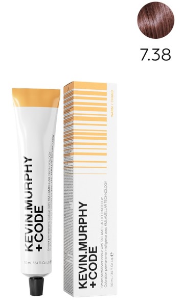 Kevin.M+Code 7.38 7GV Medium.Blonde.Gold.Violet Краска для волос 100 мл Smart Permanent Colour With KM.Lamellar Technology  