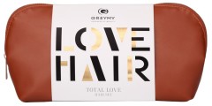 Greymy Total Love Hair Set Набор Абсолютная любовь к волосам: Шампунь, Кондиционер и Маска для блеска, Маска восст, Несмываемый кондиционер 5x50 мл, масло арганы 10 мл и косметичка