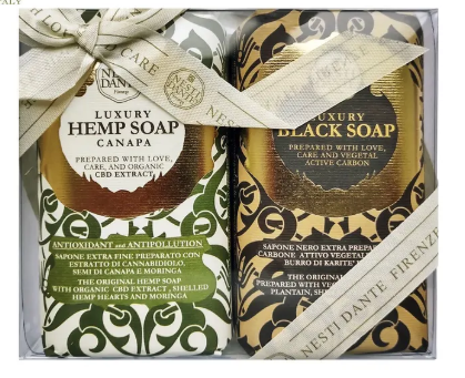 Nesti Dante Набор Мыло Luxury Black & Hemp Роскошное черное и Роскошное конопляное 2*250 г 