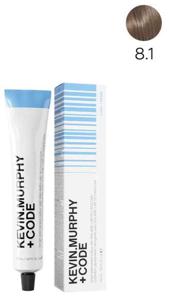 Kevin.M+Code 8.1 8A Light.Blonde.Ash Краска для волос 100 мл Smart Permanent Colour With KM.Lamellar Technology  